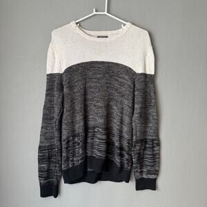Kenneth Cole Reaction‎ Size L Gray and Cream elbow patch sweater